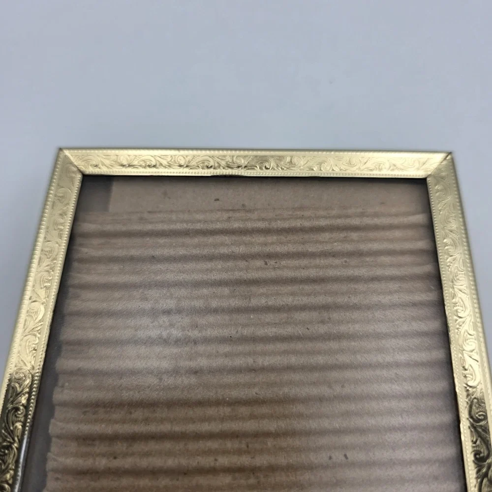 Vintage Embossed Gold Colored Metal Picture Frame 4.75